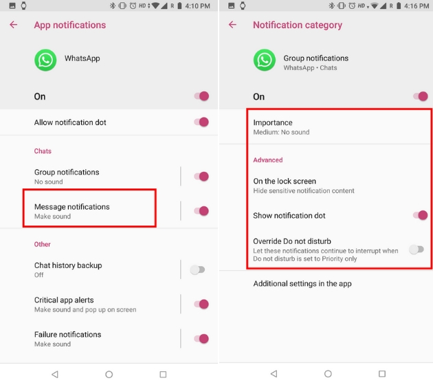 Customize WhatsApp Notifications with Notification Channels on Android 5