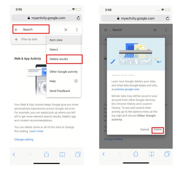Delete Google Search History on iPhone 2