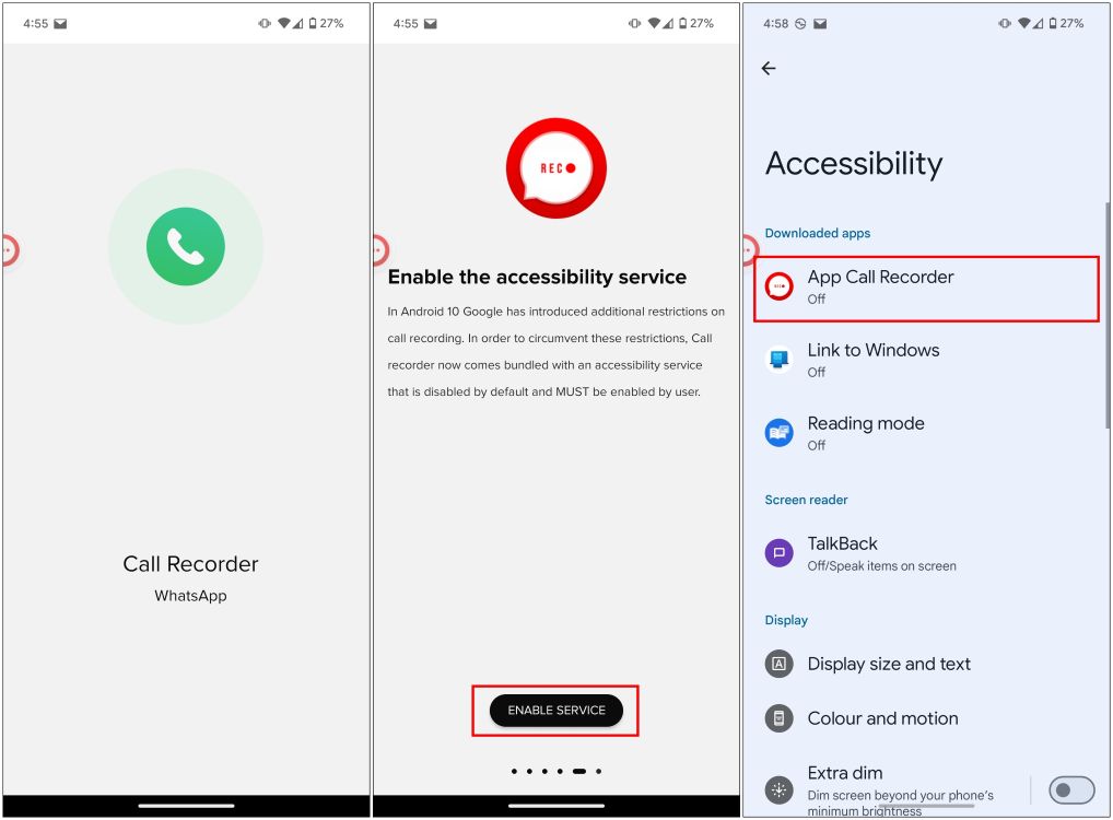 Enable Permission App Call Recorder