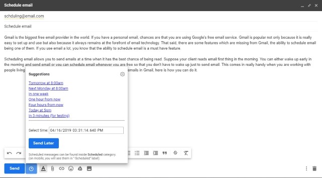 gmail schedule email to send later -boomeragng