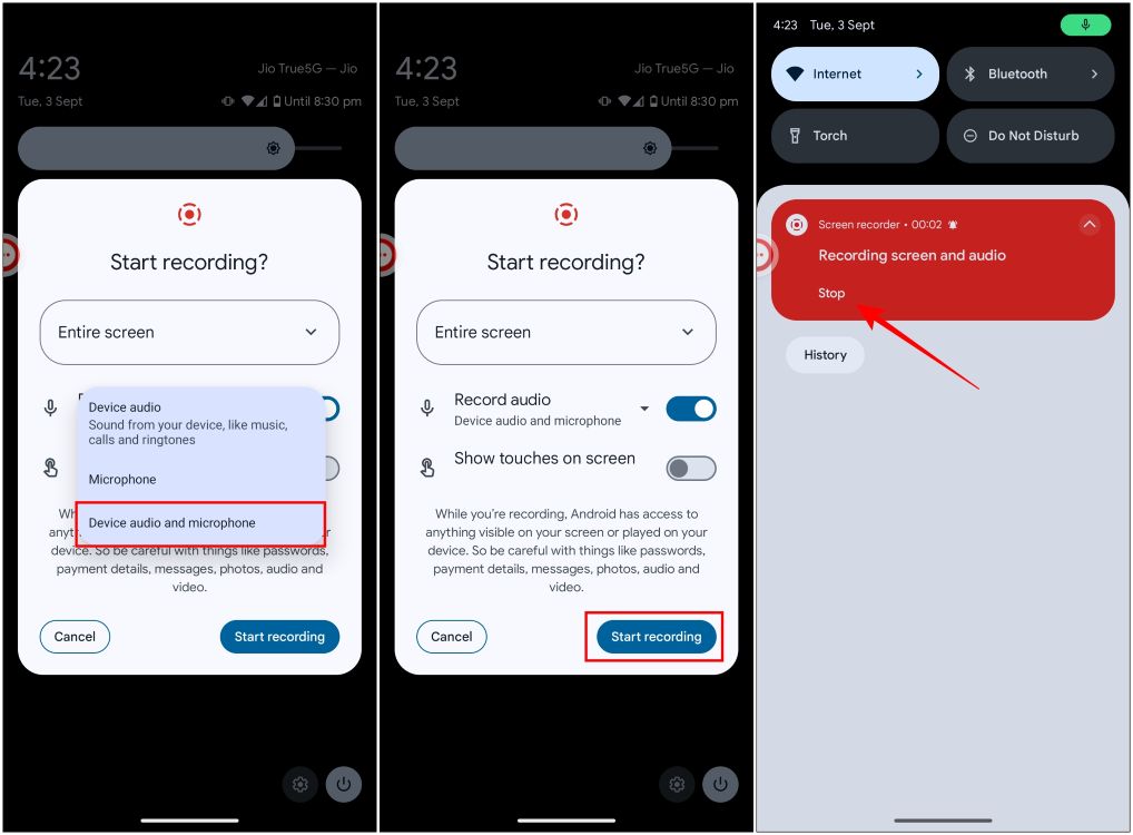 Start and Stop Call Recording Android