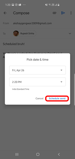 schedule send gmail android