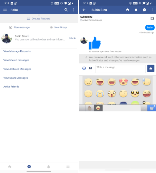 5. Folio for Facebook & Messenger