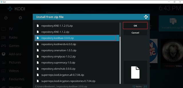 istream installer kodi zip