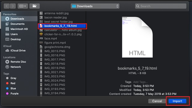 Import Chrome Bookmarks to Safari Manually 2