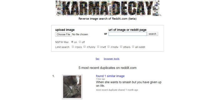 Similar image search. Karma Decay.