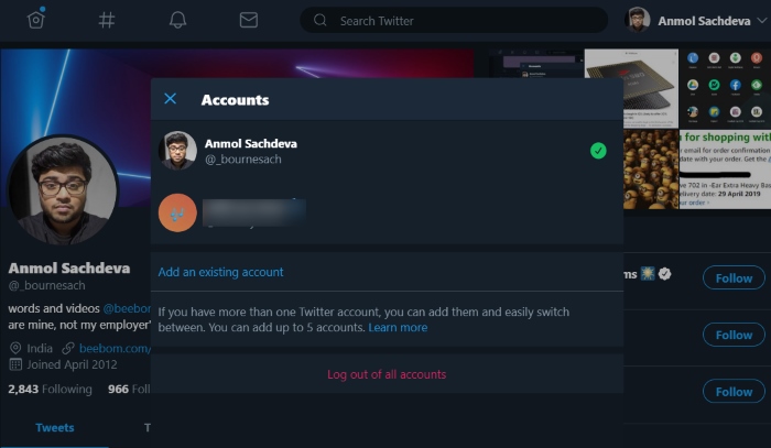 Twitter for Web Finally Starts Testing Multiple Accounts Support