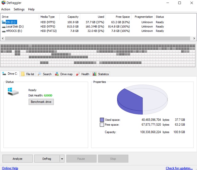 defragmenting hard drive windows 10