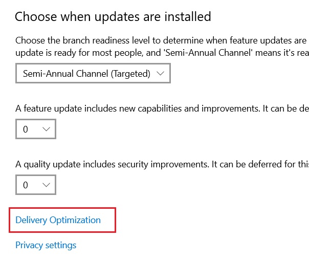 delivery optimization windows 10