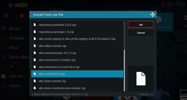 Install Kodi Skin From ZIP File 3