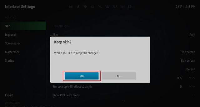 change kodi theme from files not interface