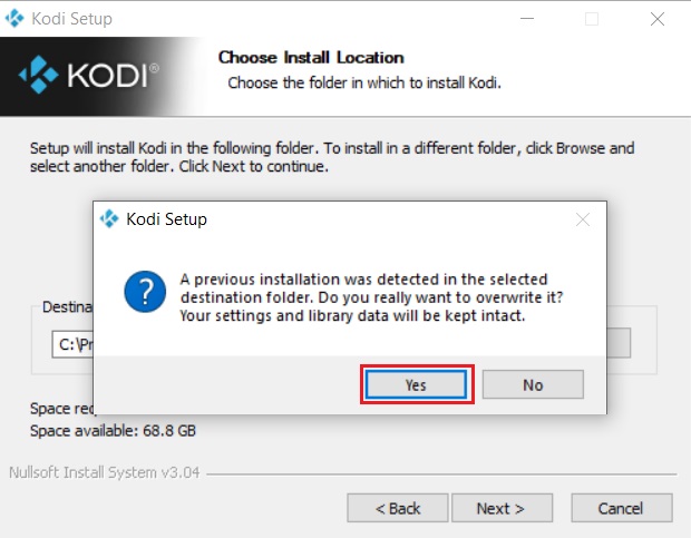 Actualizar Kodi desde el sitio web oficial de Kodi
