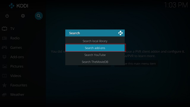 search for add ons in Kodi