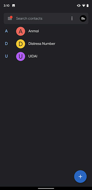 android q contacts dark