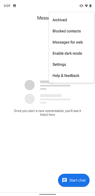 android q messages dark