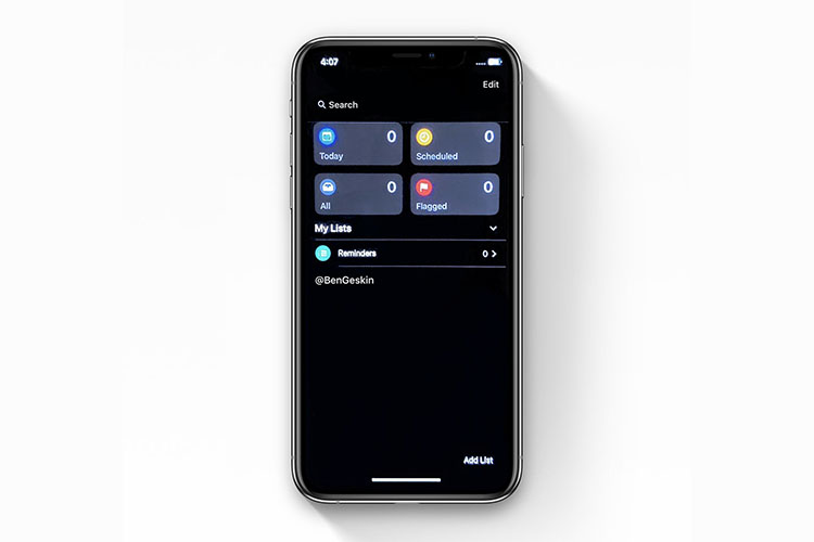 ios 13 reminders app dark mode