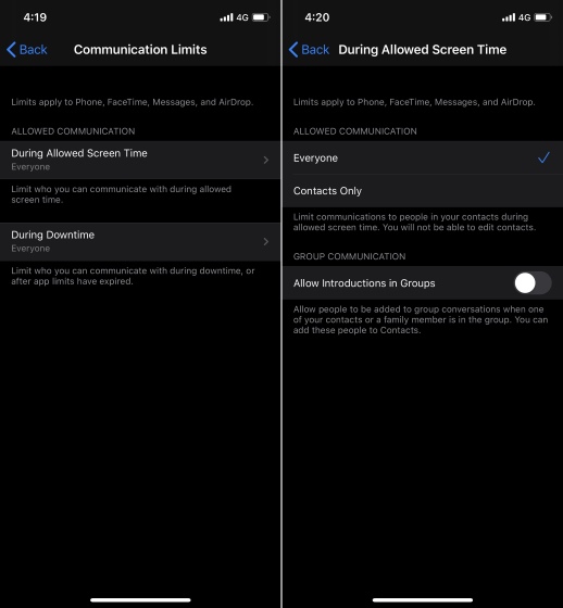 iOS 13 Brings Contacts-Based Communication Limits in Screen Time