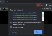 google chrome pop up blocker glitch