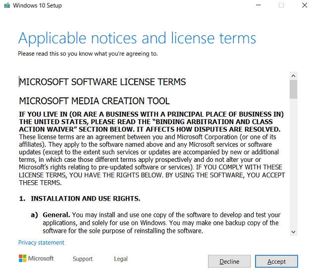 Create a Windows 10 Bootable USB with the Media Creation Tool