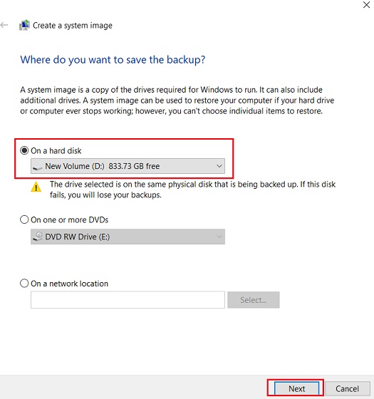 Create a Full Windows 10 Backup with Backup and Restore 3