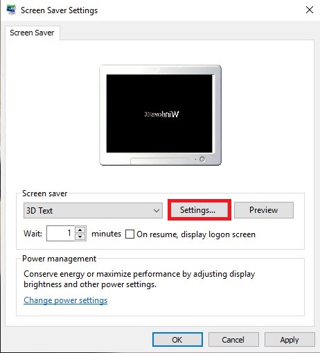 Customize Windows 10 screen saver settings