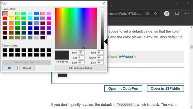 Microsoft Edge Color Picker Gets a Modern UI; May be Available on Other Chromium Browsers