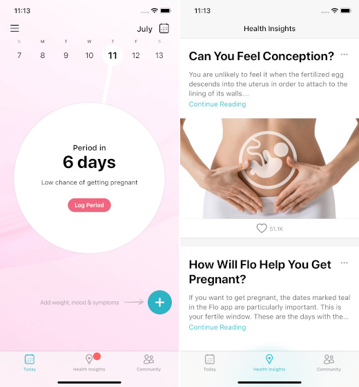 Flow pregnancy app
