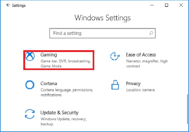 Game icon in Windows 10 settings