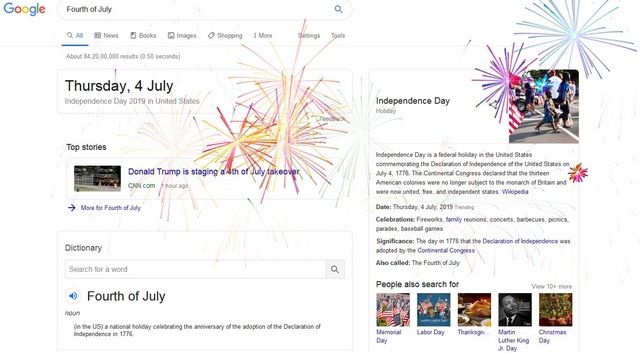 Google’s New Easter Egg Celebrates 4th of July with Fireworks on Your Screen