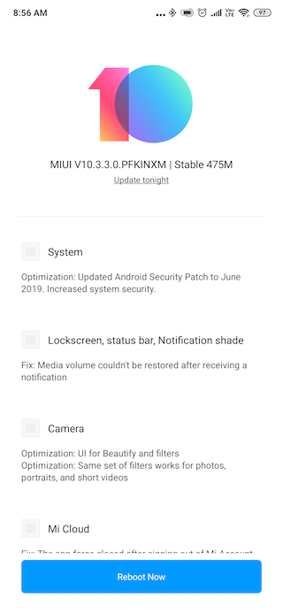 redmi k20 pro new update date