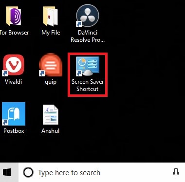 Shortcut for screen saver