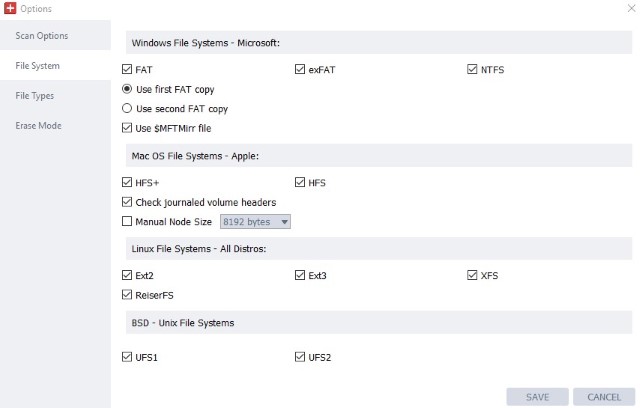 Supported File Systems