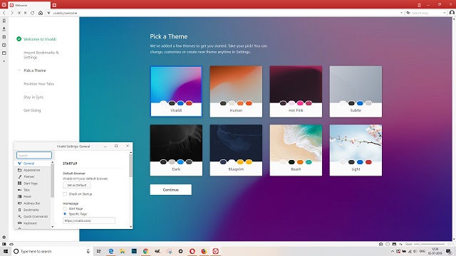 Vivaldi-webbrowser voor Windows 10