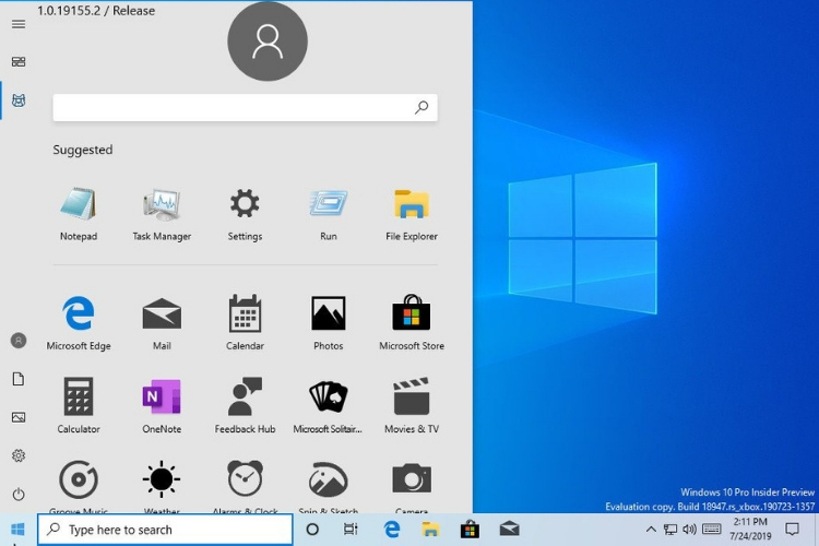Windows 10 start menu - new