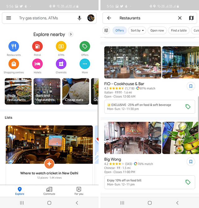 Google Maps Now Shows Discounts from Nearby Restaurants