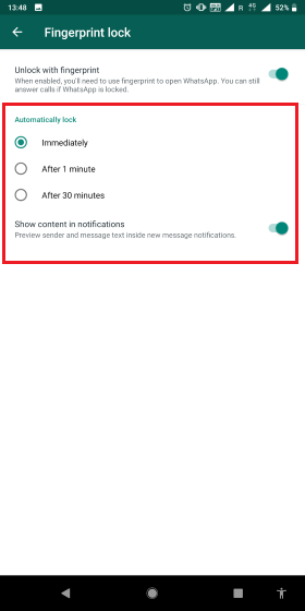 5. Enable Fingerprint Lock on WhatsApp on Android