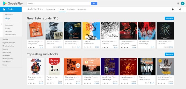 Google Play Audiobooks - Audible alternatives