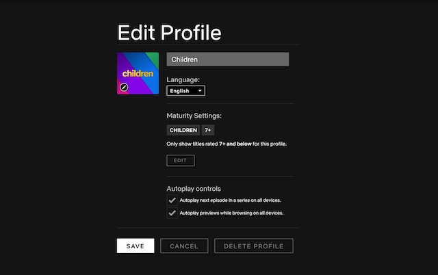 Netflix Kids Profile