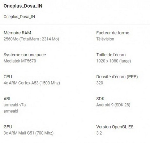 OnePlus TV Rumored to Ship With Android 9 Pie, MediaTek MT5670 SoC, 3GB RAM