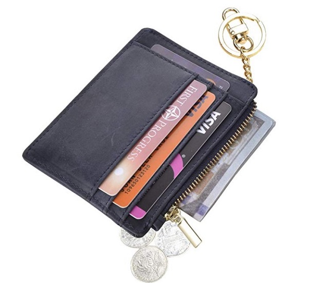 woogwin Womens Slim RFID Credit Card Holder Mini Front Pocket Wallet Coin Purse Keychain