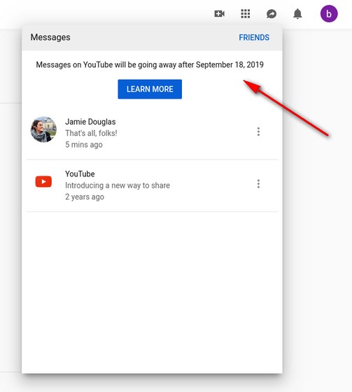 Direct Messaging on YouTube Shutting Down on September 18 | Beebom