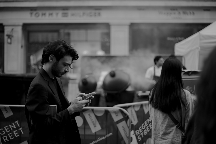 man using smartphone