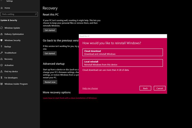 Windows 10 Pc Reset Soon With Cloud Download Option