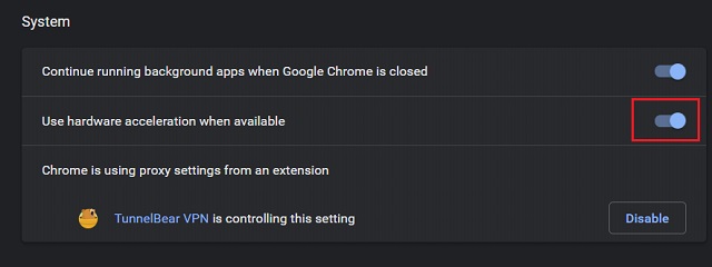 what does disabling hardware acceleration in chrome do