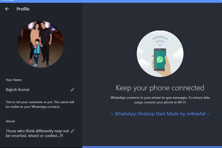 dark mode whatsapp pc