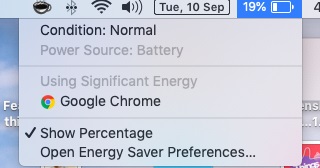 Check Battery health using battery icon on MacBook