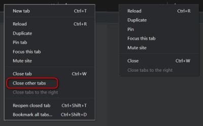 Chrome tab context menu change website