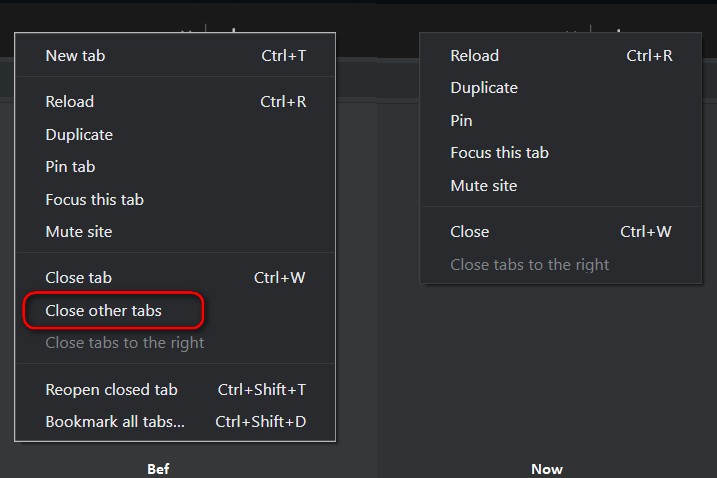Chrome tab context menu change website