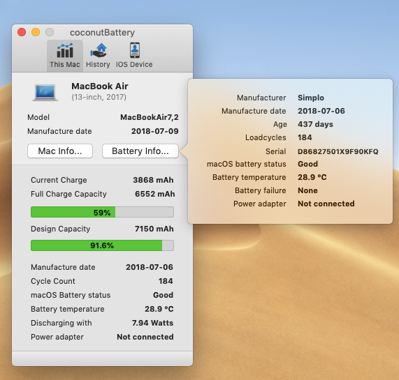 how to check mac air battery health