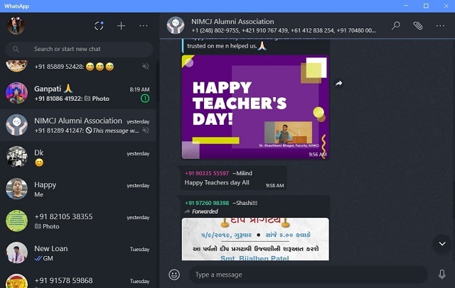 Dark Mode in WhatsApp Desktop